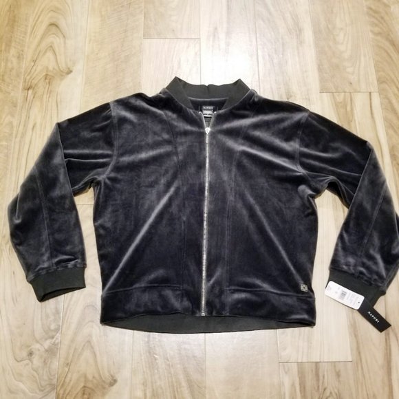 Nwt Natori Luxe Velour Bomber Track Jacket Full Zip Cozy Gray M Womens - Picture 6 of 9